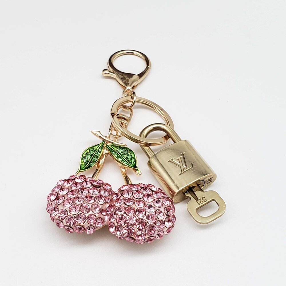 Louis Vuitton Gold Lock 🔒 Authentic LV Key + Unbranded Cherry Bag Charm - Picture 3 of 7